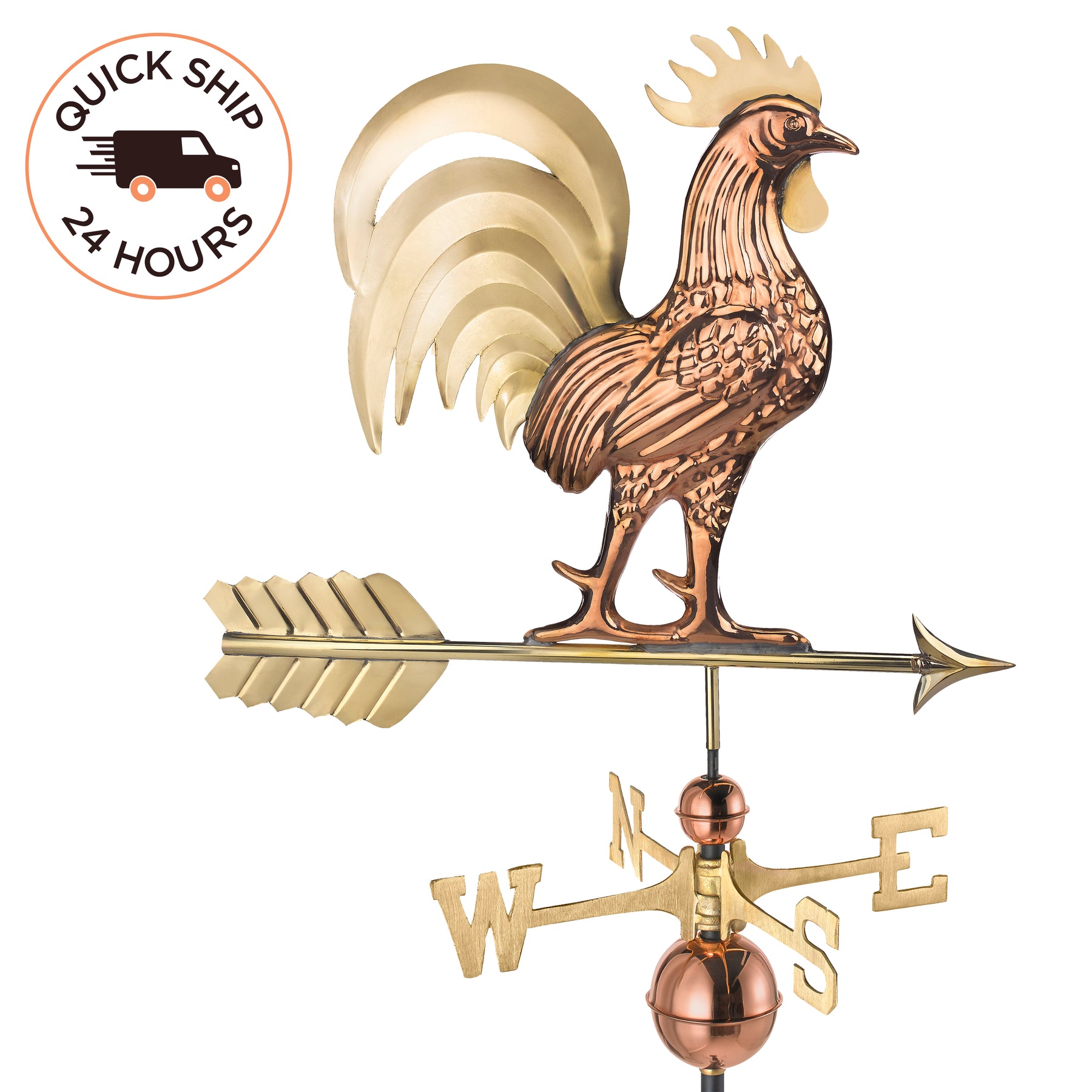 Proud Rooster Weathervane with Brass Accents