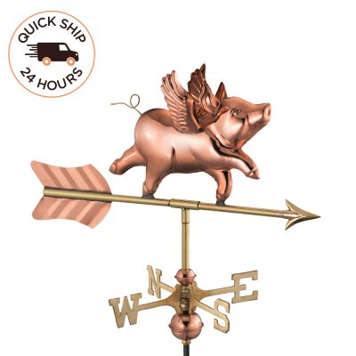 Flying Pig Cottage Weathervane with Mount