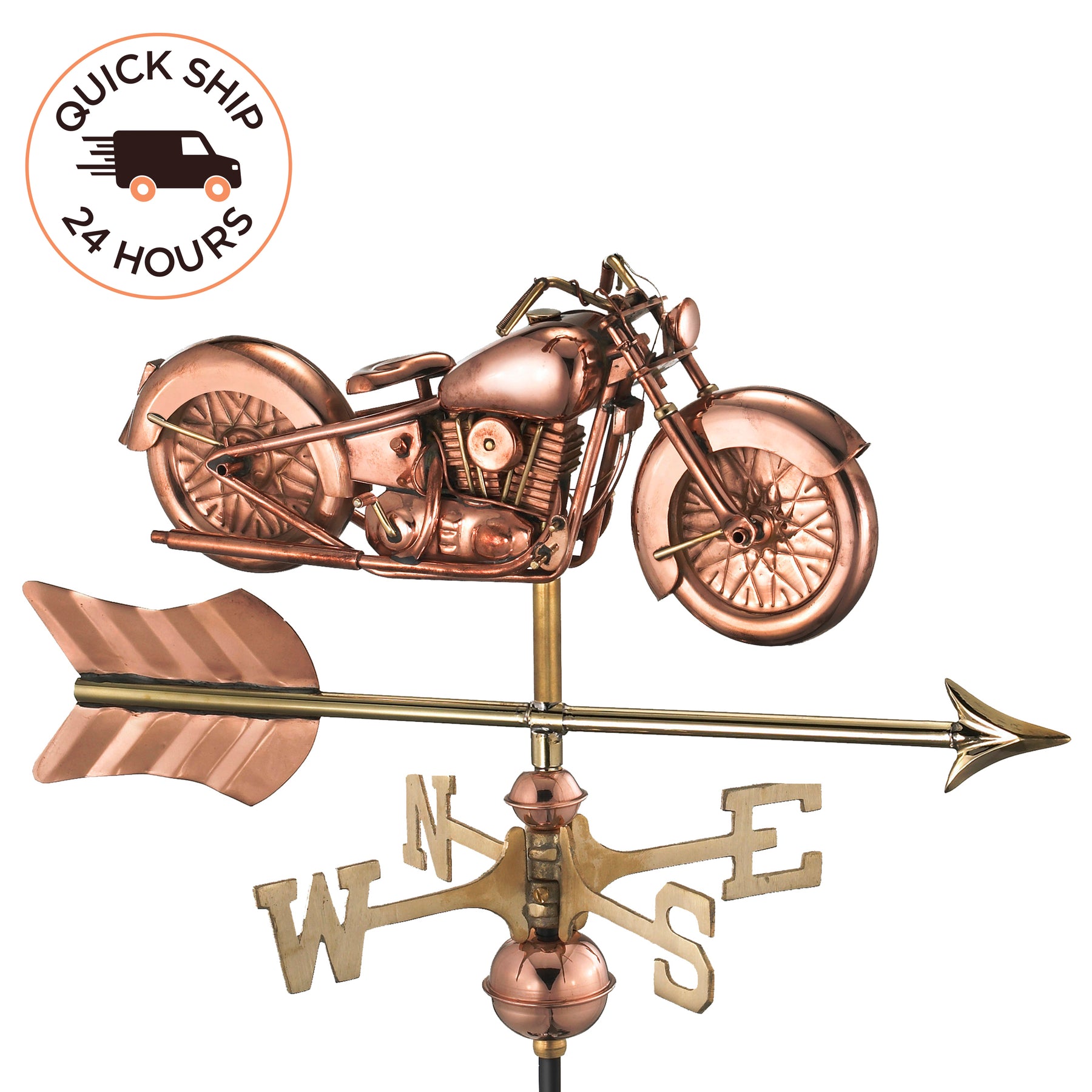 Motorcycle with Arrow Cottage Weathervane with Mount