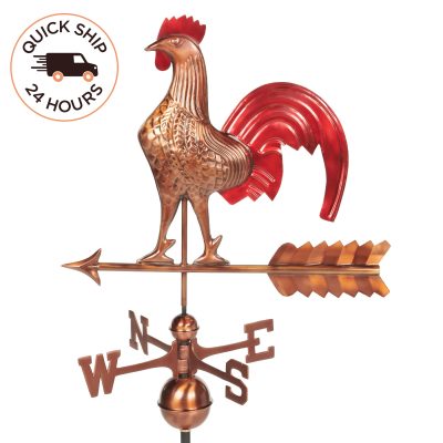 Pure Copper Hand Finished Multi-Color Patina Rooster Weathervane