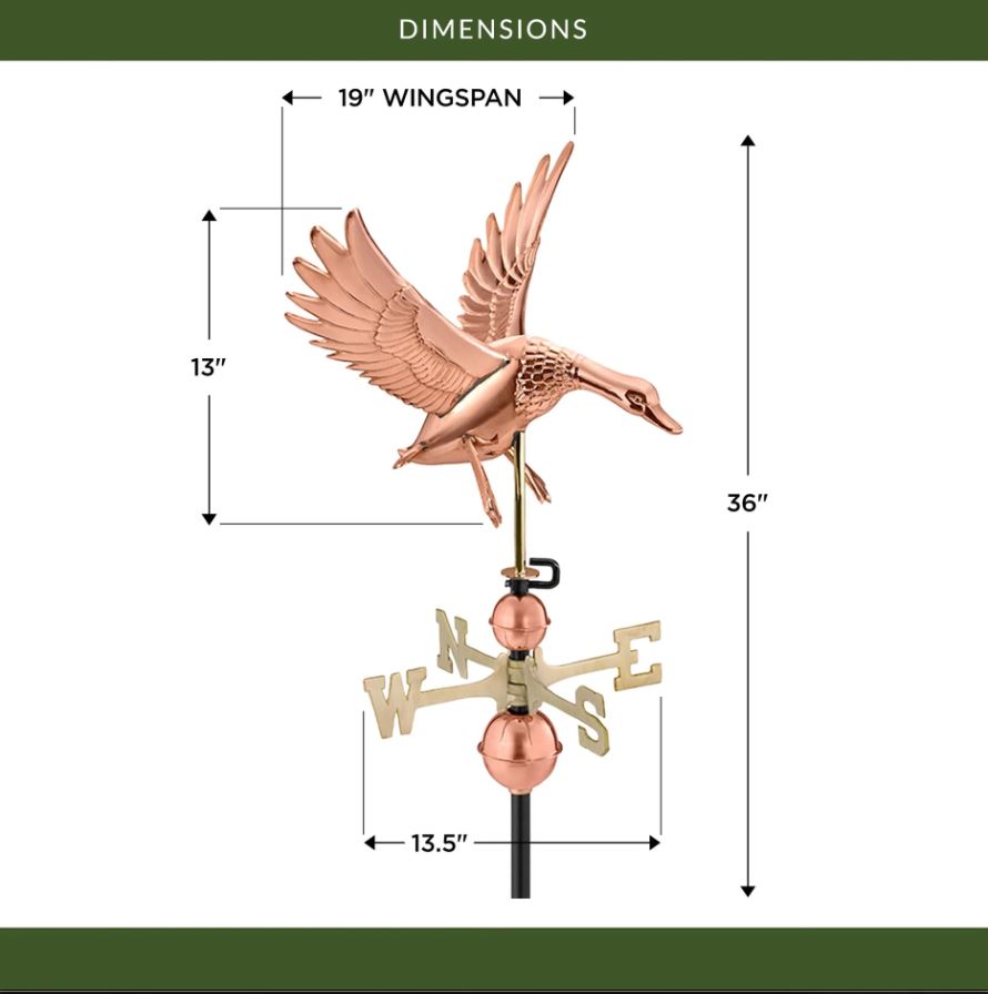 Landing Duck Pure Copper Weathervane