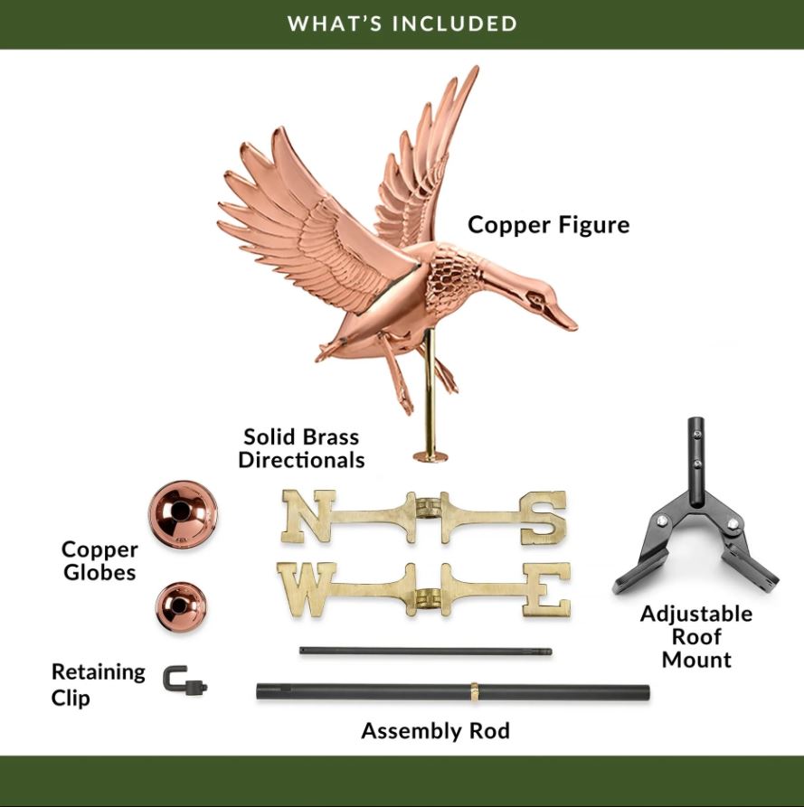 Landing Duck Pure Copper Weathervane
