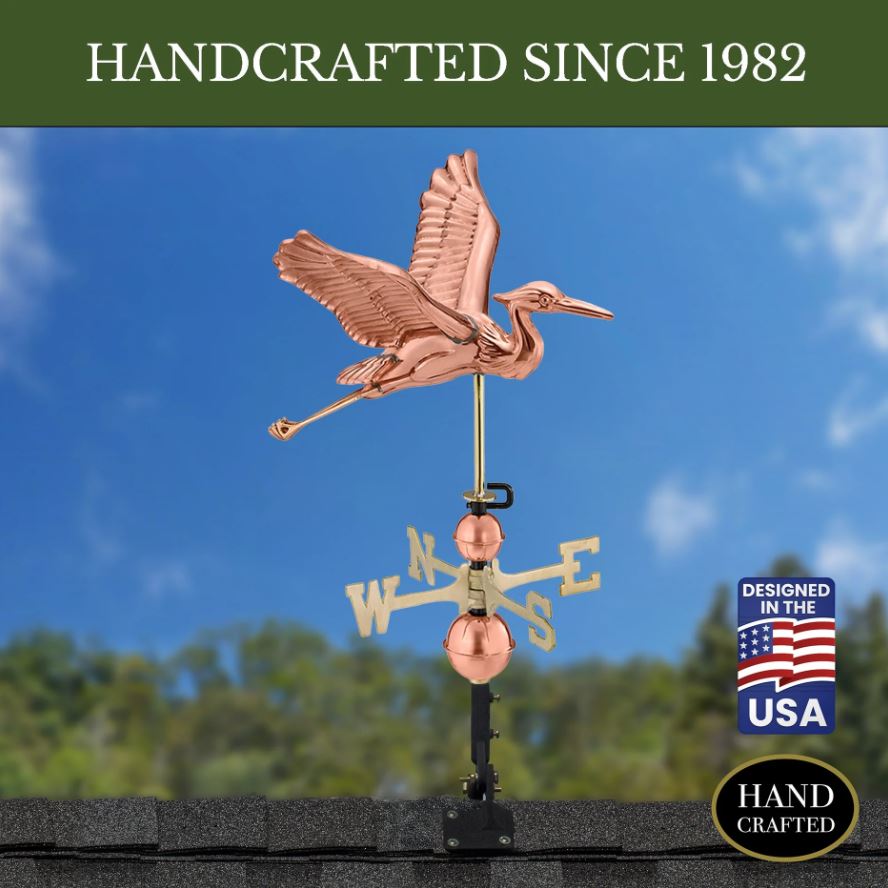 Blue Heron Pure Copper Weathervane