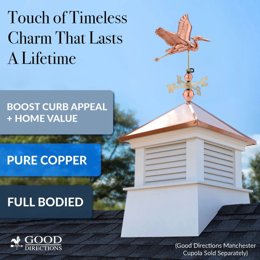 Blue Heron Pure Copper Weathervane