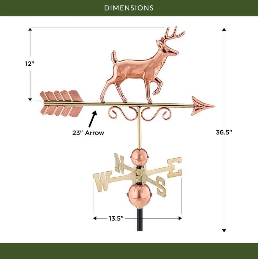 Proud Buck Pure Copper Weathervane