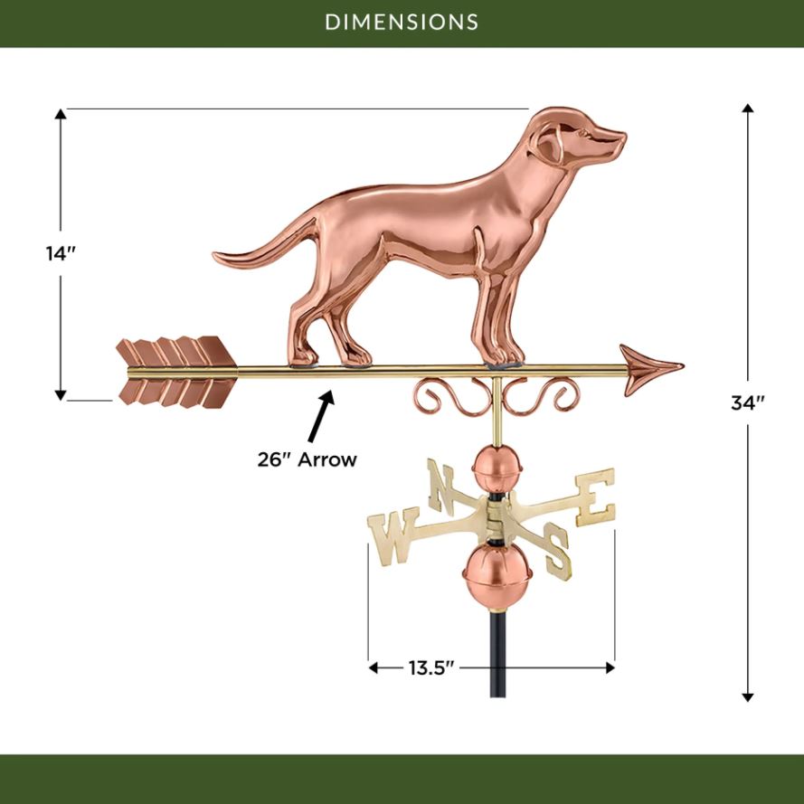 Labrador Retriever Pure Copper Weathervane