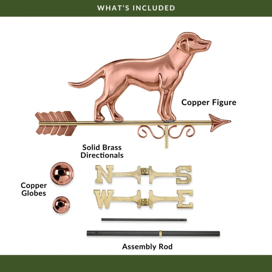Labrador Retriever Pure Copper Weathervane